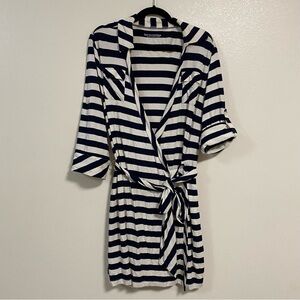 Soft Surroundings Dress Women’s Size XL Navy White Stripes Jersey Wrap Dress